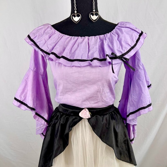 Hand Crafted Tops - Reworked flare sleeve top size medium